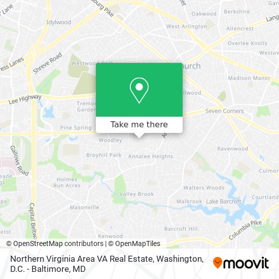 Northern Virginia Area VA Real Estate map