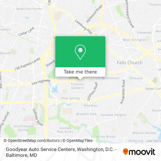 Goodyear Auto Service Centers map