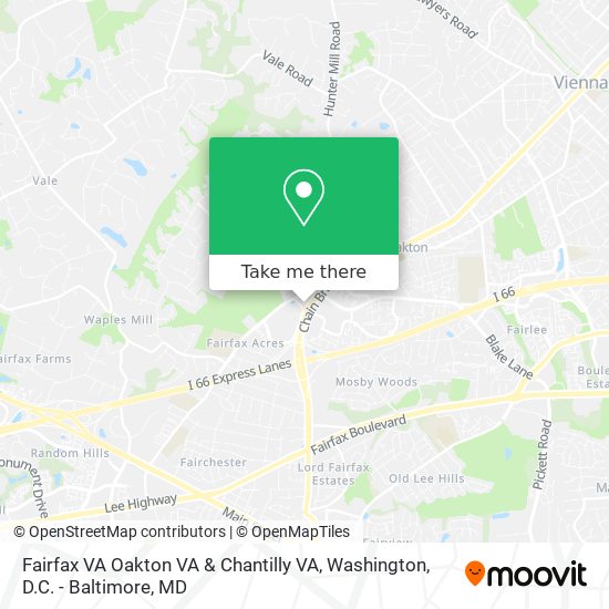 Fairfax VA Oakton VA & Chantilly VA map