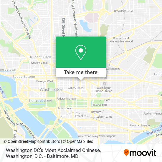 Mapa de Washington DC's Most Acclaimed Chinese