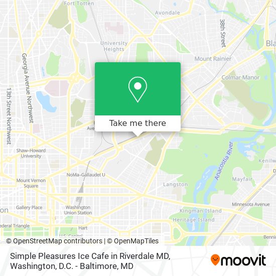 Mapa de Simple Pleasures Ice Cafe in Riverdale MD