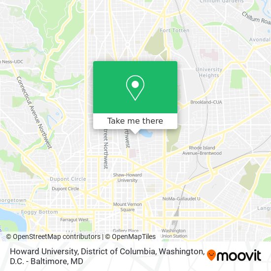 Howard University, District of Columbia map