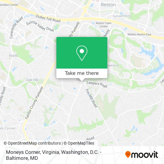 Moneys Corner, Virginia map