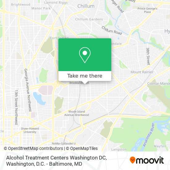Alcohol Treatment Centers Washington DC map