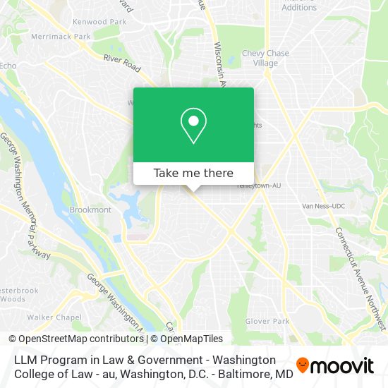Mapa de LLM Program in Law & Government - Washington College of Law - au