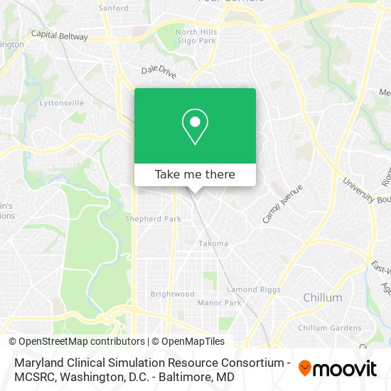 Maryland Clinical Simulation Resource Consortium - MCSRC map