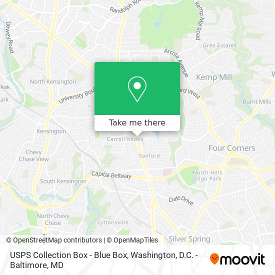 Mapa de USPS Collection Box - Blue Box