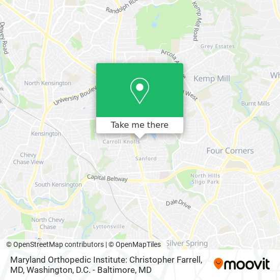 Maryland Orthopedic Institute: Christopher Farrell, MD map