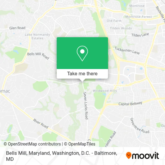 Bells Mill, Maryland map