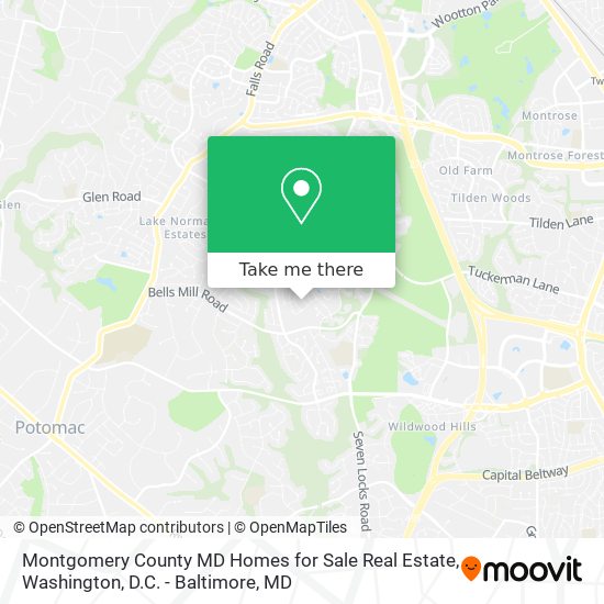 Mapa de Montgomery County MD Homes for Sale Real Estate