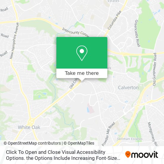 Click To Open and Close Visual Accessibility Options. the Options Include Increasing Font-Size and map