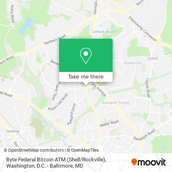 Mapa de Byte Federal Bitcoin ATM (Shell / Rockville)