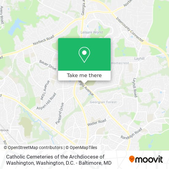 Catholic Cemeteries of the Archdiocese of Washington map