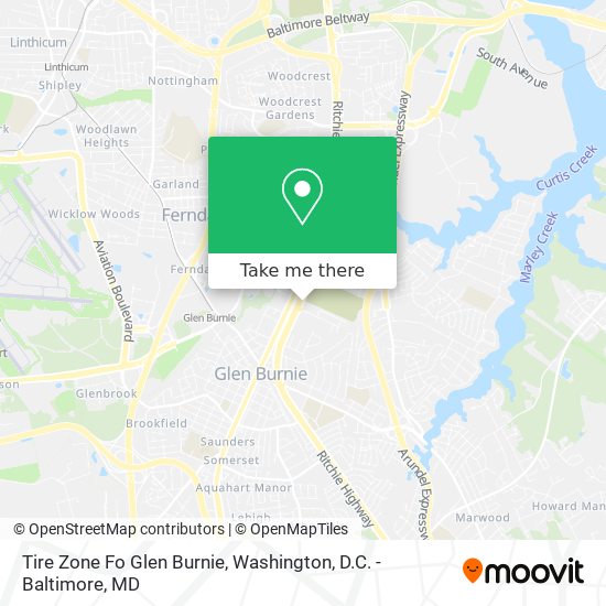 Mapa de Tire Zone Fo Glen Burnie