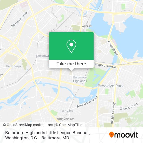 Baltimore Highlands Little League Baseball map