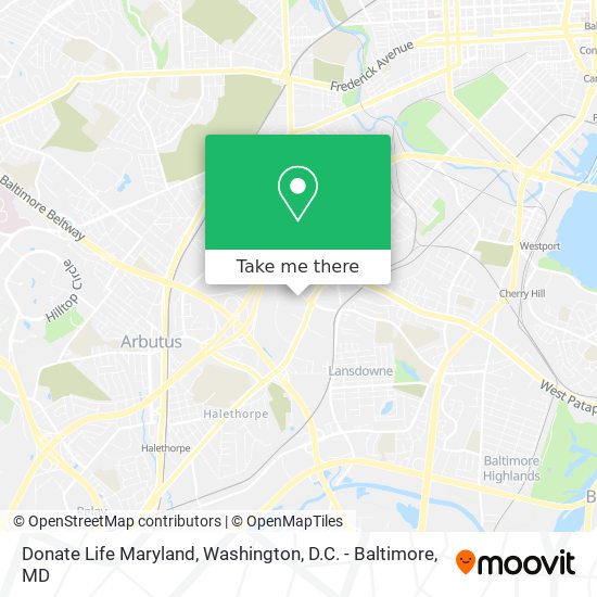 Mapa de Donate Life Maryland