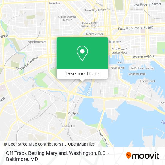 Mapa de Off Track Betting Maryland