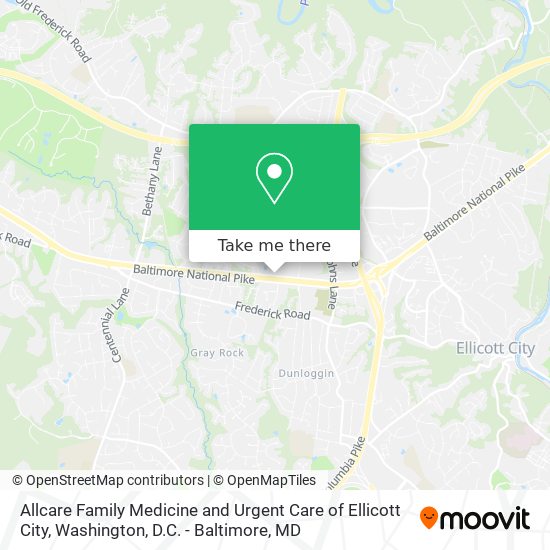 Mapa de Allcare Family Medicine and Urgent Care of Ellicott City