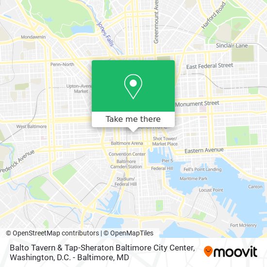 Mapa de Balto Tavern & Tap-Sheraton Baltimore City Center