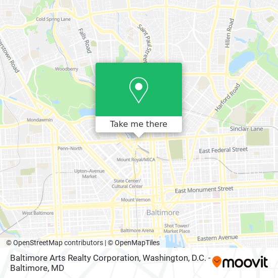 Mapa de Baltimore Arts Realty Corporation