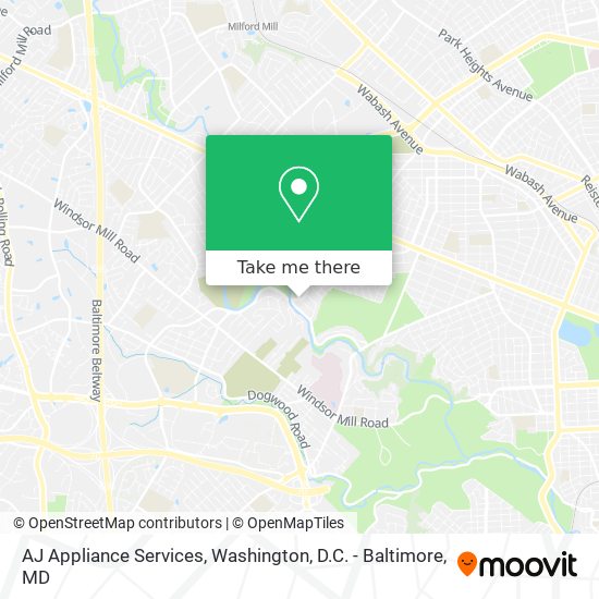 Mapa de AJ Appliance Services
