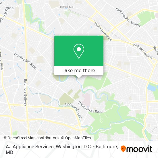 AJ Appliance Services map