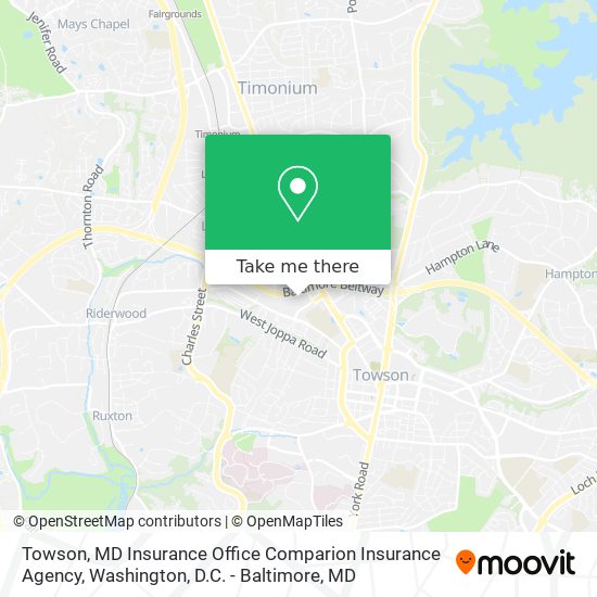 Mapa de Towson, MD Insurance Office Comparion Insurance Agency