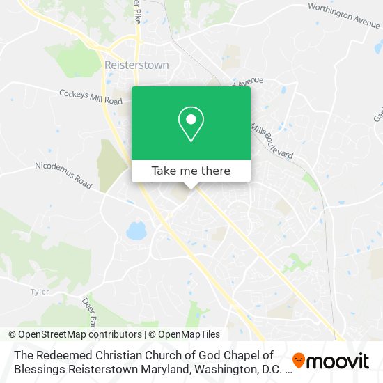 The Redeemed Christian Church of God Chapel of Blessings Reisterstown Maryland map