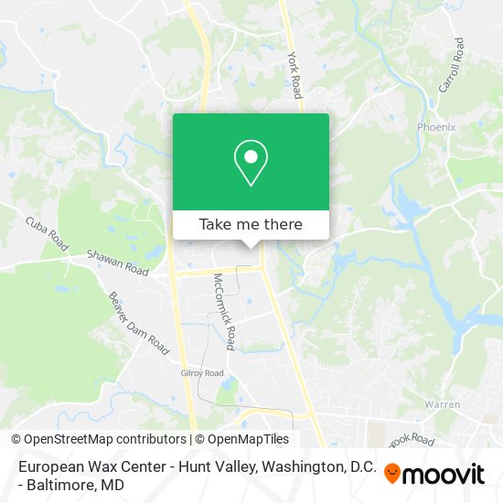 European Wax Center - Hunt Valley map