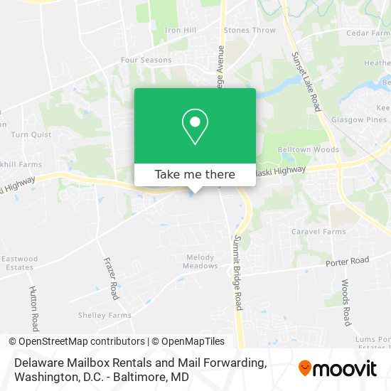 Delaware Mailbox Rentals and Mail Forwarding map