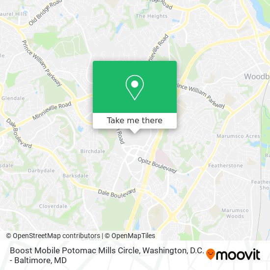 Boost Mobile Potomac Mills Circle map