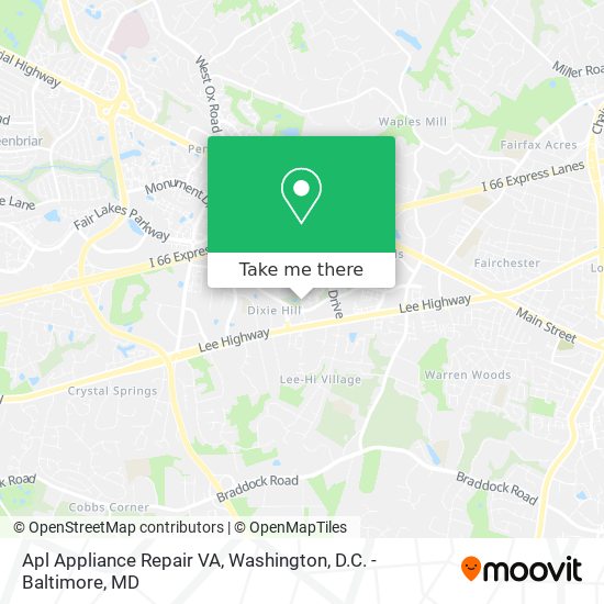 Apl Appliance Repair VA map