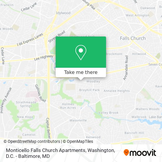 Monticello Falls Church Apartments map