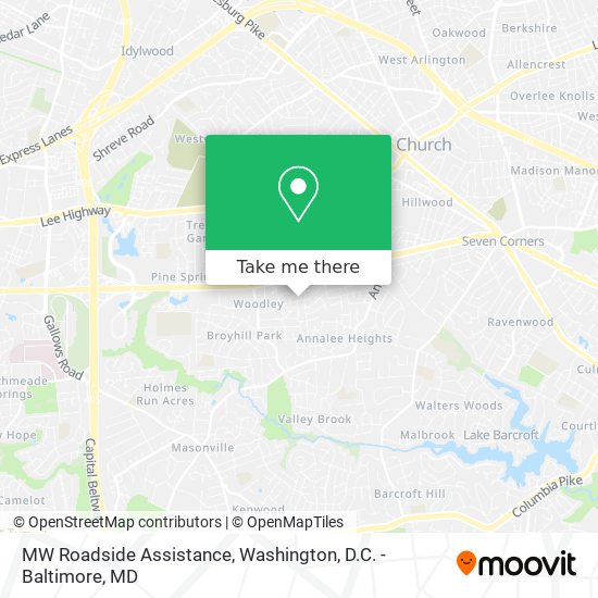 MW Roadside Assistance map