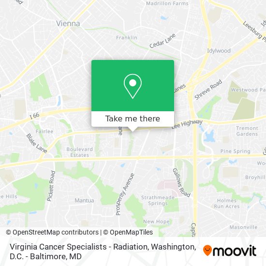 Virginia Cancer Specialists - Radiation map