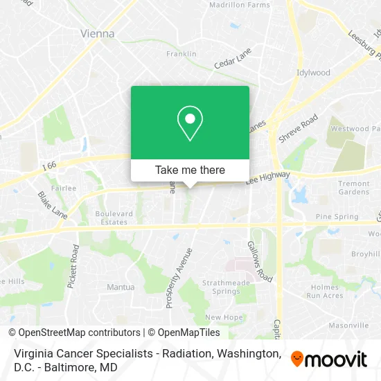 Virginia Cancer Specialists - Radiation map