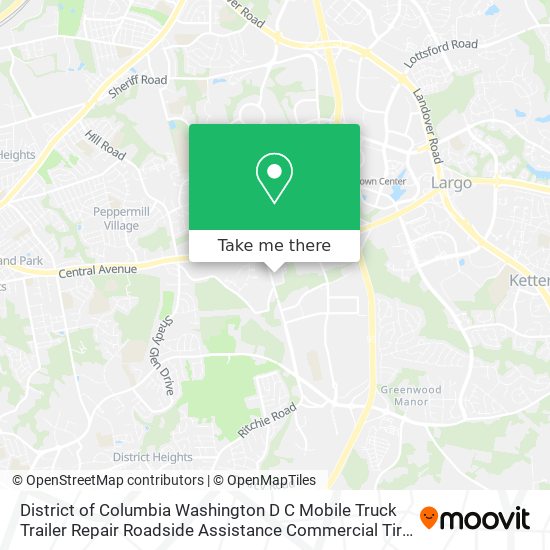Mapa de District of Columbia Washington D C Mobile Truck Trailer Repair Roadside Assistance Commercial Tire