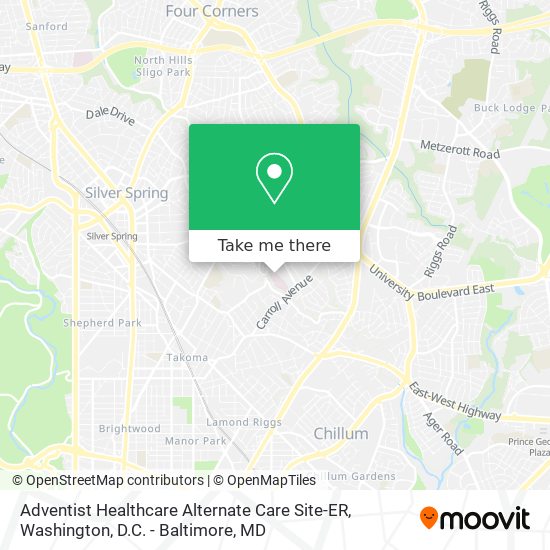 Mapa de Adventist Healthcare Alternate Care Site-ER