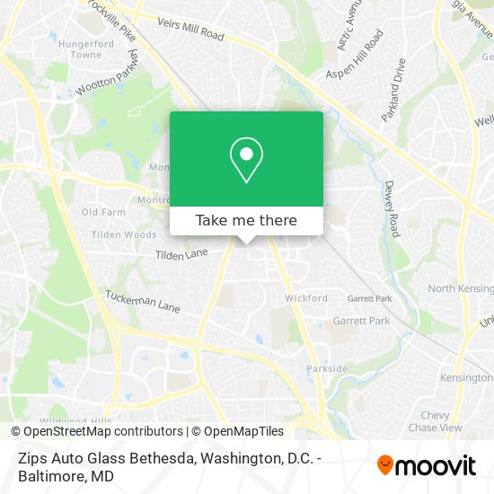 Mapa de Zips Auto Glass Bethesda