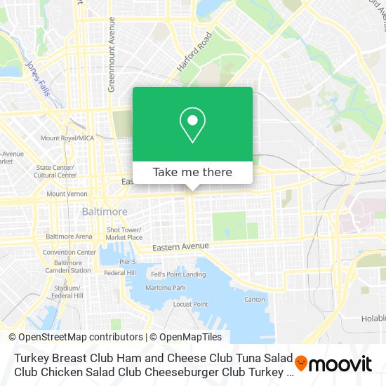 Mapa de Turkey Breast Club Ham and Cheese Club Tuna Salad Club Chicken Salad Club Cheeseburger Club Turkey