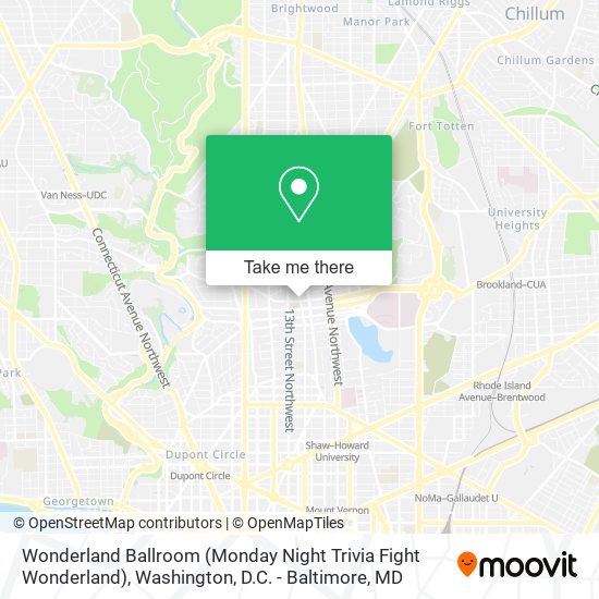 Mapa de Wonderland Ballroom (Monday Night Trivia Fight Wonderland)