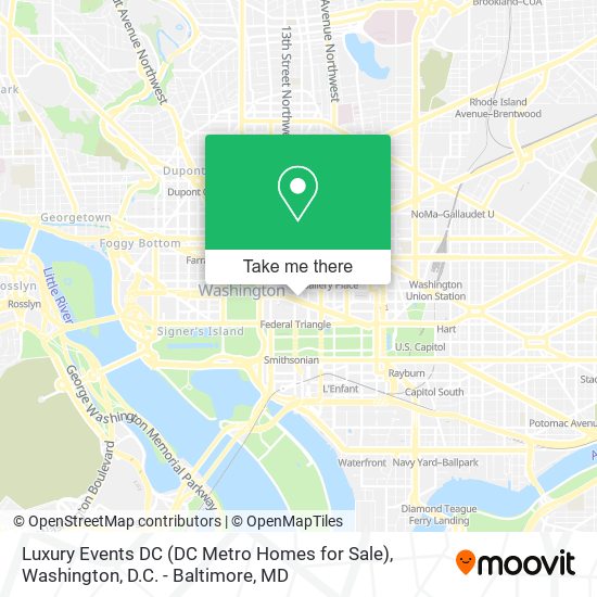 Mapa de Luxury Events DC (DC Metro Homes for Sale)