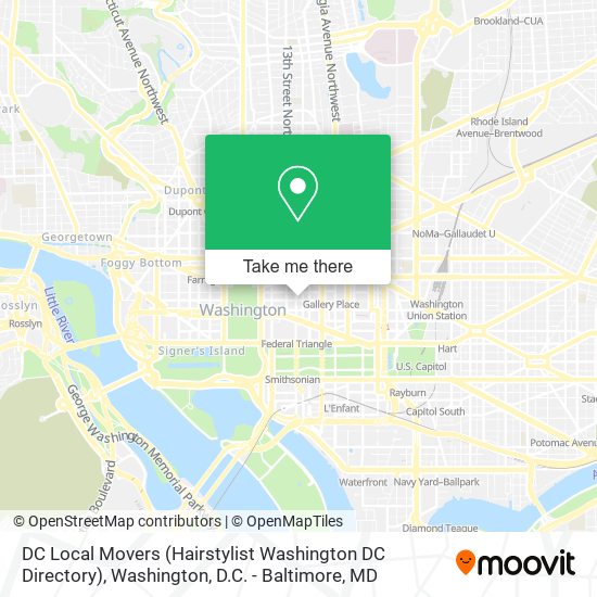 Mapa de DC Local Movers (Hairstylist Washington DC Directory)