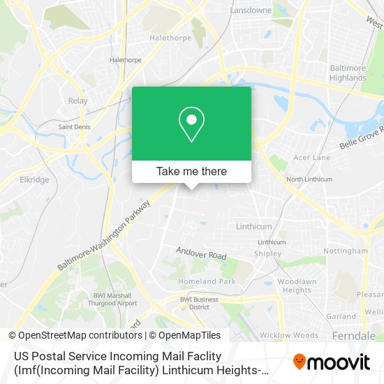 Mapa de US Postal Service Incoming Mail Faclity (Imf(Incoming Mail Facility) Linthicum Heights- USPS)