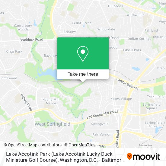 Mapa de Lake Accotink Park (Lake Accotink Lucky Duck Miniature Golf Course)