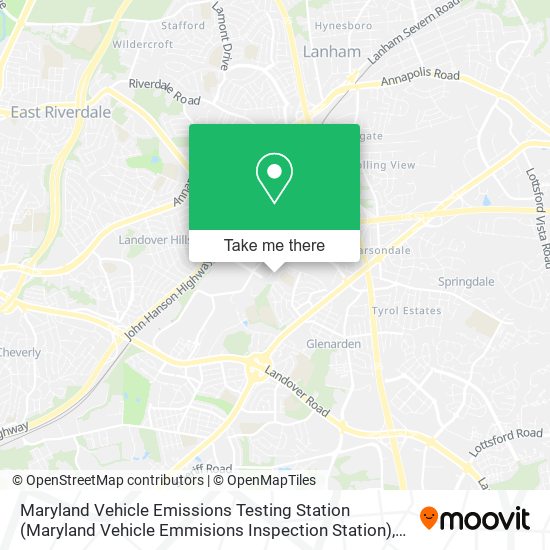 Mapa de Maryland Vehicle Emissions Testing Station (Maryland Vehicle Emmisions Inspection Station)