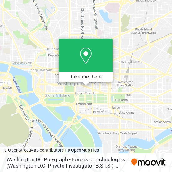Mapa de Washington DC Polygraph - Forensic Technologies (Washington D.C. Private Investigator B.S.I.S.)