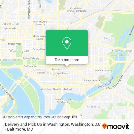 Delivery and Pick Up in Washington map