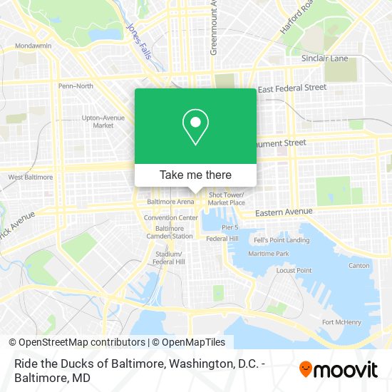 Ride the Ducks of Baltimore map