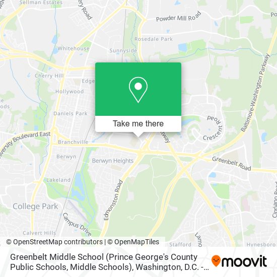 Greenbelt Middle School (Prince George's County Public Schools, Middle Schools) map